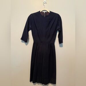 Navy Fit & Flare Midi Dress